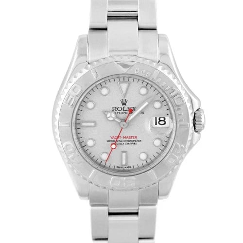 ROLEX YACHT MASTER ROLESIUM PLATINUM WATCH: ROLEX Yacht Master Rolesium Platinum Watch Brand: Rolex Type: Wrist watch Material: PT×SS Color: Dial Color Silver Size: [ Case size ] 35mm Accessories: None Accessories Notice: When