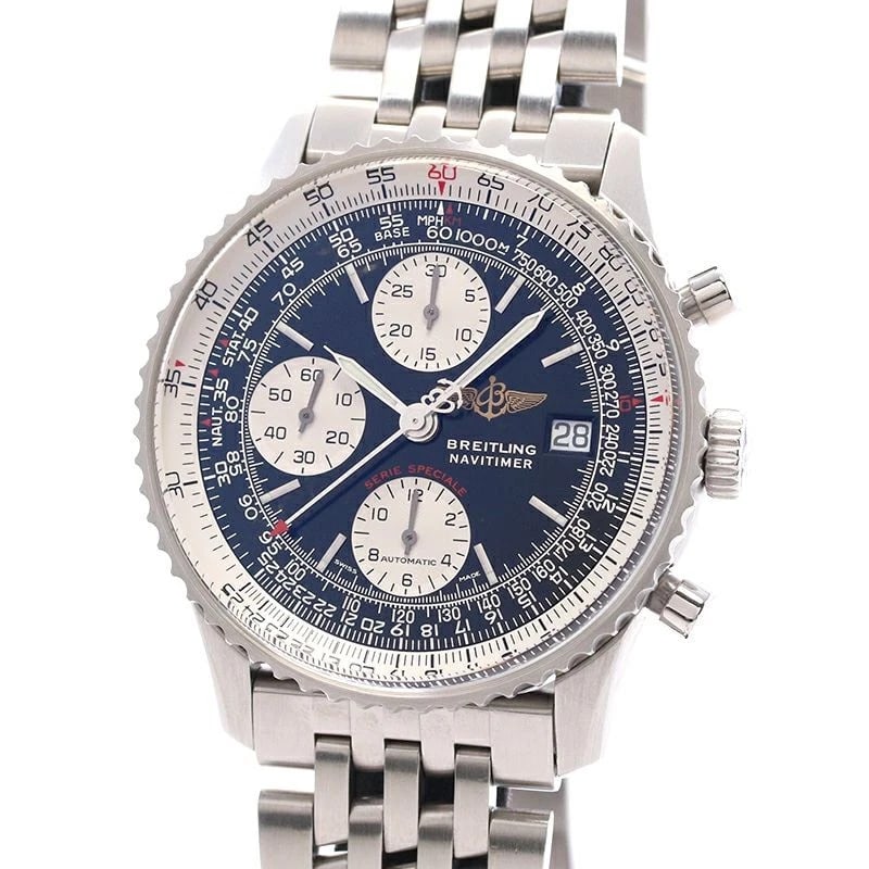 BREITLING NAVITIMER FIGHTERS WATCH: Breitling Navitimer Fighters Watch Brand: BREITLING Type: Wrist watch Material: Stainless Steel Color: Dial Color Silver Size: [ Case size ] 42mm [ Arm circumference size ] 21cm Accessories: None