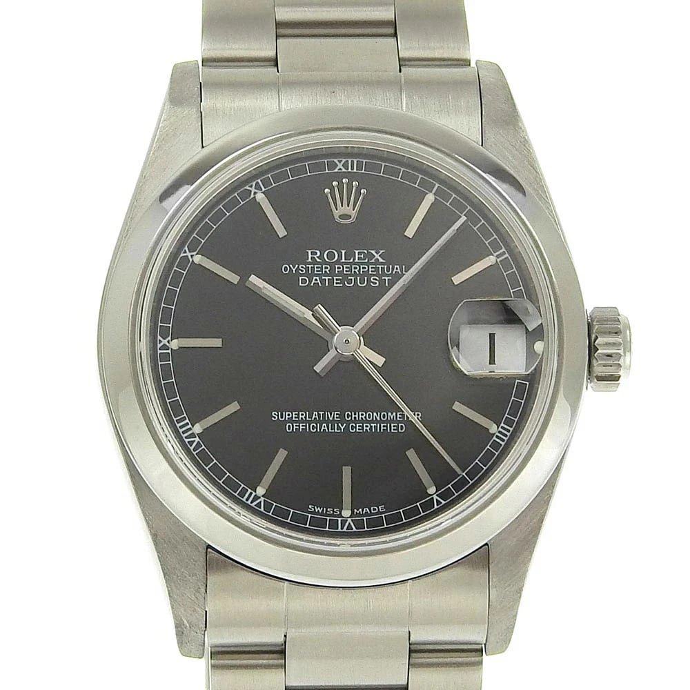 ROLEX DATEJUST WATCH: ROLEX Datejust Watch Brand: ROLEX Type: Wrist watch Material: SS Color: Dial Color Black Size: Case Size 30mm Band size 16cm Band Width 16mm Accessories: None Accessories Notice: When