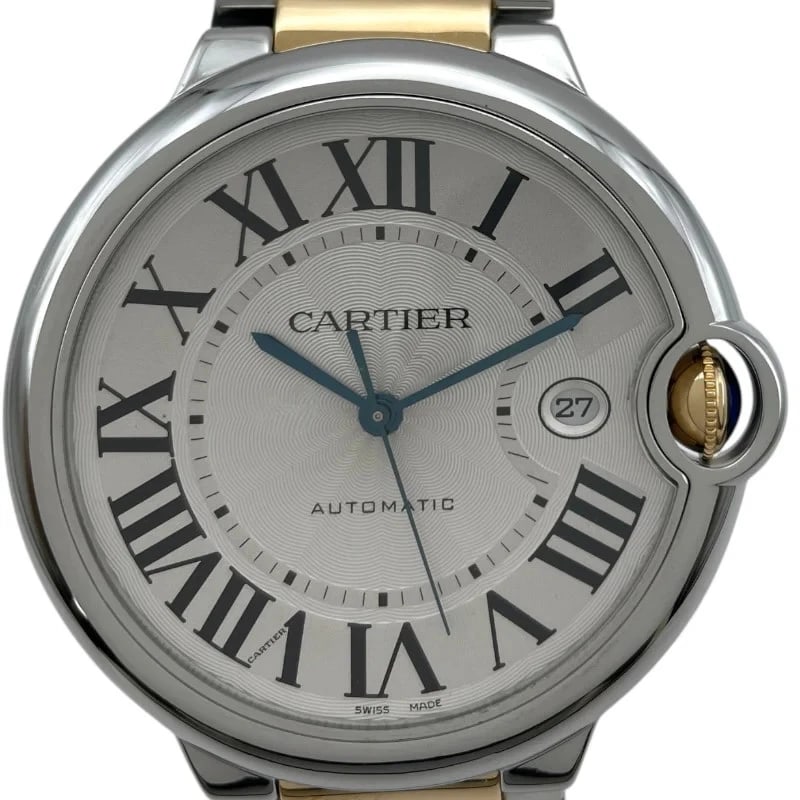 CARTIER BALLON BLEU SILVER YG/SS WATCH: Cartier Ballon Bleu Silver YG/SS Watch Brand: CARTIER Type: Wrist watch Material: YG/SS Color: Dial Color Silver Size: [ Case size ] 42mm / Case thickness: 7.5mm [ Arm circumference size ]