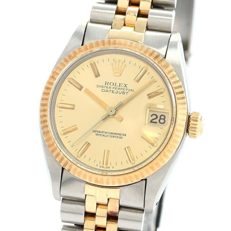 ROLEX OYSTER PERPETUAL DATEJUST WATCH: Rolex Oyster Perpetual Datejust Watch Brand: ROLEX Type: Wrist watch Material: Stainless Steel/18K Yellow Gold Color: Dial Color Champagne Gold Size: [ Case size ] 31mm [ Arm circumference