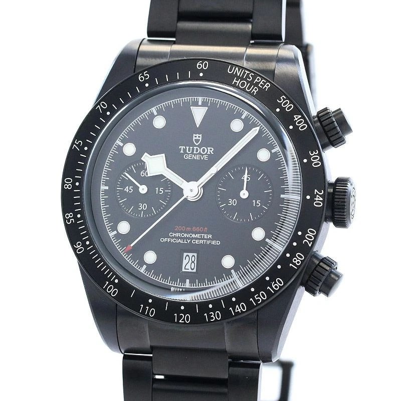 TUDOR BLACK CHRONO WATCH: Tudor Black Chrono Watch Brand: TUDOR Type: Wrist watch Material: Case Material Stainless Steel Band Material Stainless steel (black PVD) Color: Dial Color Black Size: [ Case size ] 41mm [ Arm