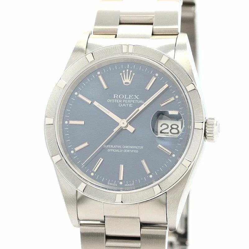 ROLEX OYSTER PERPETUAL WATCH: Rolex Oyster Perpetual Watch Brand: ROLEX Type: Wrist watch Material: Stainless Steel Color: Dial Color Blue Size: [ Case size ] 34mm [ Arm circumference size ] 18cm Accessories: None