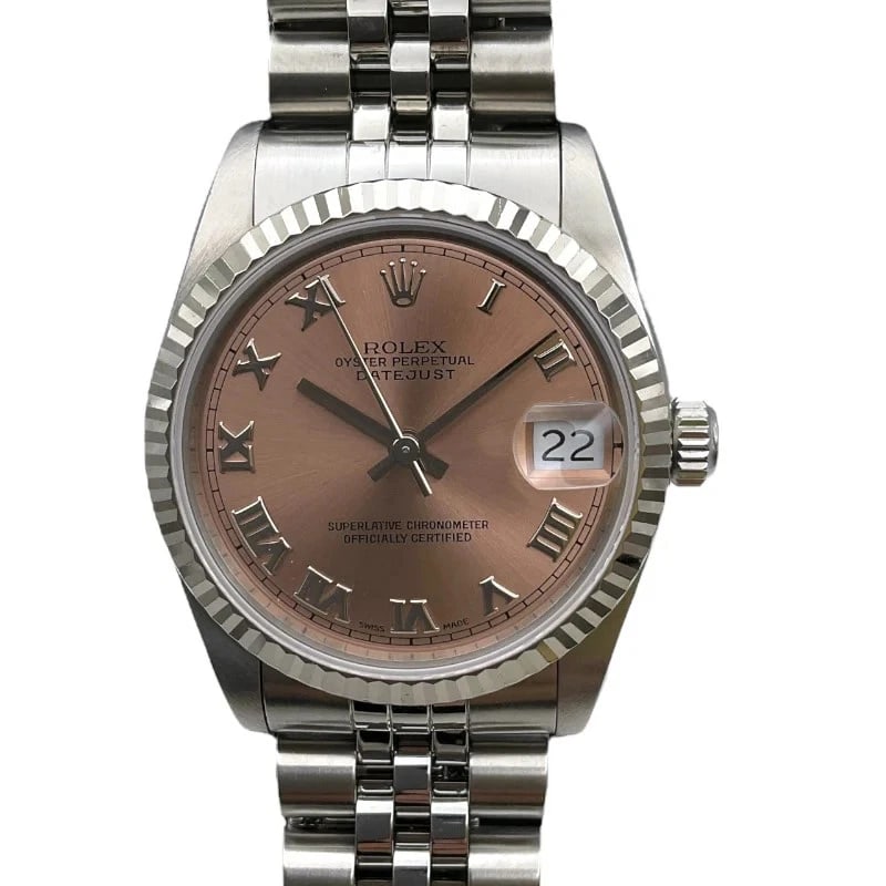 ROLEX DATEJUST PINK WG/SS WATCH: Rolex Datejust Pink WG/SS Watch Brand: ROLEX Type: Wrist watch Material: WG/SS Color: Dial Color Pink Size: [ Case size ] 31mm / Case shape: Round face [ Arm circumference size ] 18cm 