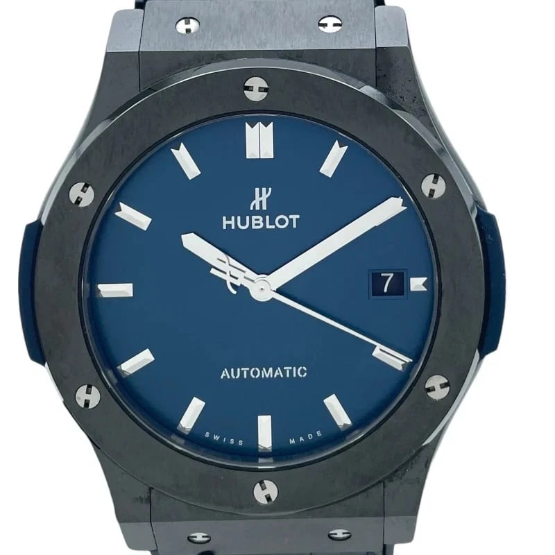 HUBLOT CLASSIC FUSION CERAMIC BLUE WATCH: Hublot Classic Fusion Ceramic Blue Watch Brand: HUBLOT Type: Wrist watch Material: ceramic Color: Dial Color Blue Size: [ Case size ] 45mm / Case shape: Round face Accessories: None