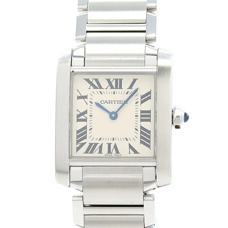 CARTIER TANK FRANÇAISE WATCH: Cartier Tank Française Watch Brand: CARTIER Type: Wrist watch Material: Stainless Steel Color: Dial Color Silver Size: [ Case size ] 30×25mm [ Arm circumference size ] 15.5cm Accessories: