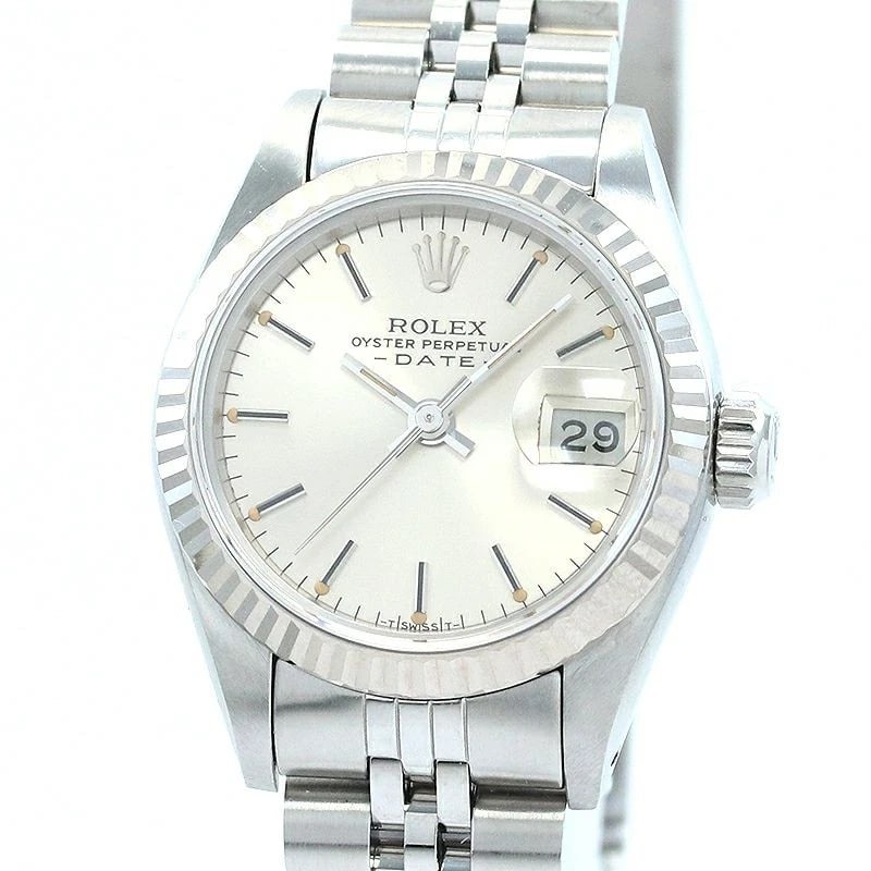 ROLEX OYSTER PERPETUAL WATCH: Rolex Oyster Perpetual Watch Brand: ROLEX Type: Wrist watch Material: Case Material Stainless Steel/18K White Gold Band Material SS Color: Dial Color Silver Size: [ Case size ] 26mm [ Arm