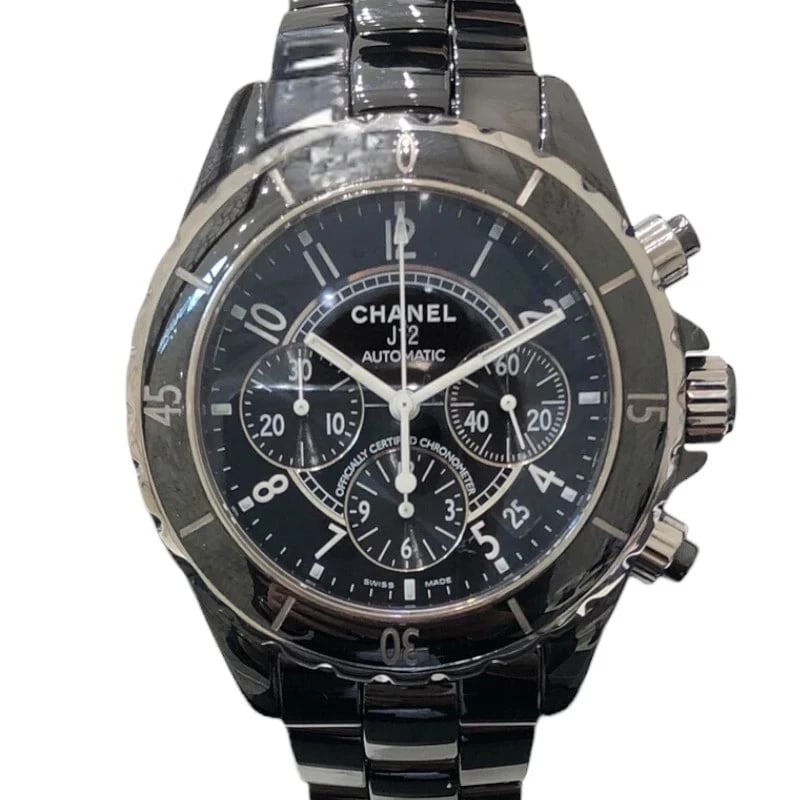 CHANEL J12 CHRONOGRAPH BLACK CERAMIC WATCH (1 of 5)