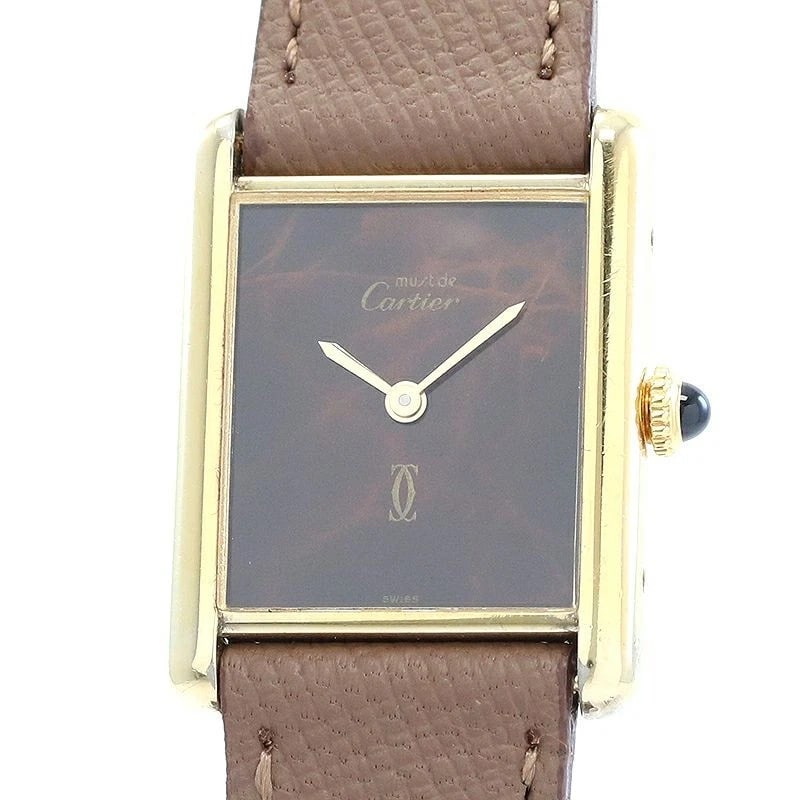 CARTIER MUST TANK LM VERMEIL WATCH: Cartier Must Tank LM Vermeil Watch Brand: CARTIER Type: Wrist watch Material: Case Material Silver 925 (Gold Plated) Band Material New aftermarket calfskin/stainless steel (gold-plated) buckle 