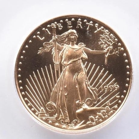 1999 $10 AMERICAN GOLD EAGLE: 1999 $10 American Gold Eagle Brand/Mint: U.S. Mint Year: 1999 Denomination: $10 Country of Origin: United States Accessories: None Accessories Notice: When purchasing pre-owned goods, please
