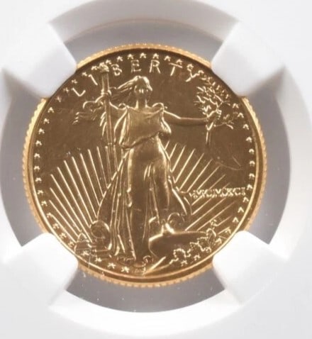 1991 $10 AMERICAN GOLD EAGLE: 1991 $10 American Gold Eagle Brand/Mint: None Year: 1991 Denomination: $10 Country of Origin: United States Accessories: None Accessories Notice: When purchasing pre-owned goods, please refer to t