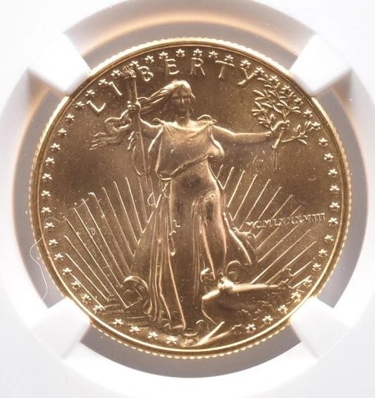 1988 $25 AMERICAN GOLD EAGLE: 1988 $25 American Gold Eagle Brand/Mint: None Year: 1988 Denomination: $25 Country of Origin: None Accessories: None Accessories Notice: When purchasing pre-owned goods, please refer to the photos