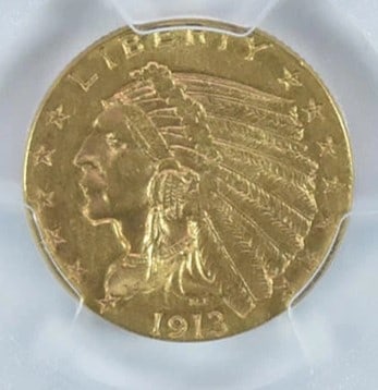 1913 $2.50 INDIAN HEAD GOLD QUARTER EAGLE (1 of 2)
