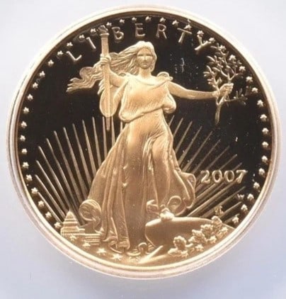 2007-W $10 AMERICAN GOLD EAGLE: 2007-W $10 American Gold Eagle Brand/Mint: None Year: 2007 Denomination: $10 Country of Origin: United States Accessories: None Accessories Notice: When purchasing pre-owned goods, please refer to