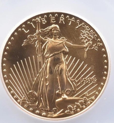 1995 $25 AMERICAN GOLD EAGLE: 1995 $25 American Gold Eagle Brand/Mint: None Year: 1995 Denomination: $25 Country of Origin: United States Accessories: None Accessories Notice: When purchasing pre-owned goods, please refer to t