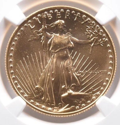 1988 $25 AMERICAN GOLD EAGLE: 1988 $25 American Gold Eagle Brand/Mint: None Year: 1988 Denomination: $25 Country of Origin: None Accessories: None Accessories Notice: When purchasing pre-owned goods, please refer to the