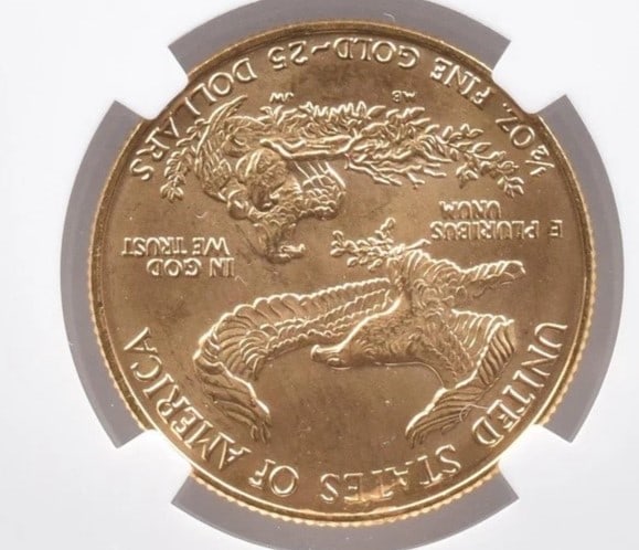 1988 $25 AMERICAN GOLD EAGLE: 1988 $25 American Gold Eagle Brand/Mint: None Year: 1988 Denomination: $25 Country of Origin: None Accessories: None Accessories Notice: When purchasing pre-owned goods, please refer to the photos