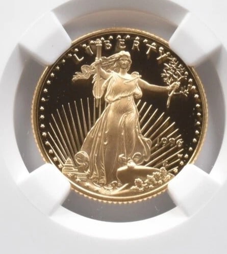 1996-W $10 AMERICAN GOLD EAGLE: 1996-W $10 American Gold Eagle Brand/Mint: U.S. Mint Year: 1996 Denomination: $10 Country of Origin: United States Accessories: None Accessories Notice: When purchasing pre-owned goods, please ref