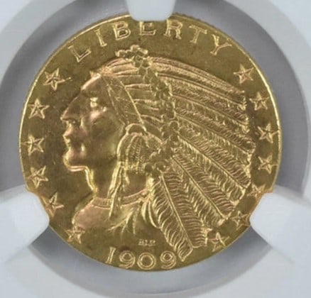 1909-D $5 INDIAN HEAD GOLD HALF EAGLE (1 of 2)
