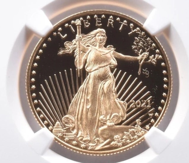 2021-W $25 AMERICAN GOLD EAGLE TYPE 1: 2021-W $25 American Gold Eagle Type 1 Brand/Mint: None Year: 2021 Denomination: $25 Country of Origin: United States Accessories: None Accessories Notice: When purchasing pre-owned goods, please r
