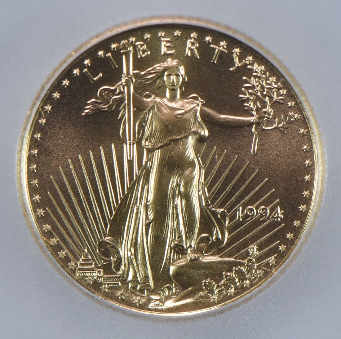 1994 $5 AMERICAN GOLD EAGLE: 1994 $5 American Gold Eagle Brand/Mint: None Year: 1994 Denomination: $5 Country of Origin: United States Accessories: None Accessories Notice: When purchasing pre-owned goods, please refer to the