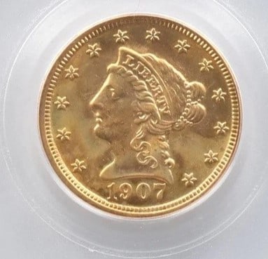 1907 $2.50 LIBERTY HEAD GOLD QUARTER EAGLE: 1907 $2.50 Liberty Head Gold Quarter Eagle Brand/Mint: None Year: 1907 Denomination: $2.50 Country of Origin: United States Accessories: None Accessories Notice: When purchasing pre-owned