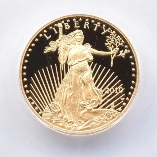 2010-W $10 AMERICAN GOLD EAGLE: 2010-W $10 American Gold Eagle Brand/Mint: U.S. Mint Year: 2010 Denomination: $10 Country of Origin: United States Accessories: None Accessories Notice: When purchasing pre-owned goods, please