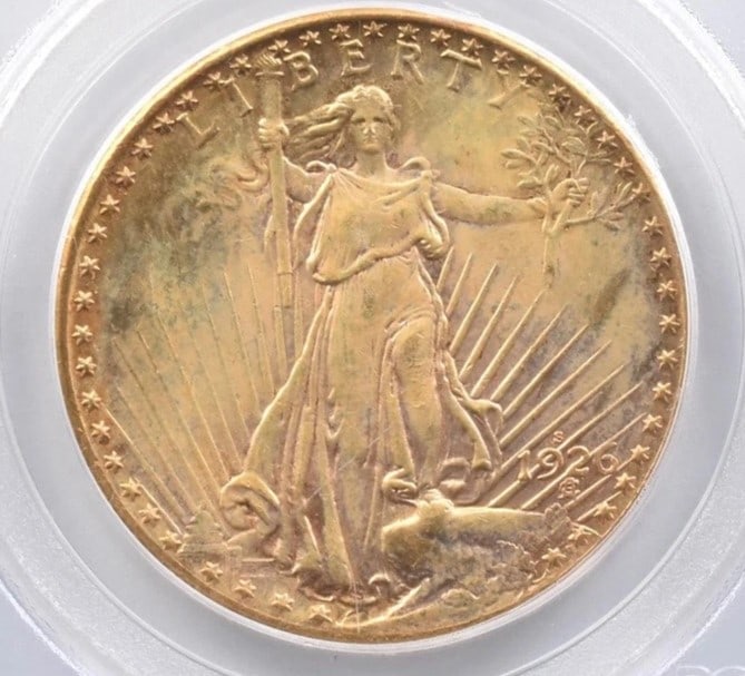 1926-S $20 SAINT GAUDENS GOLD DOUBLE EAGLE: 1926-S $20 Saint Gaudens Gold Double Eagle Brand/Mint: None Year: 1926 Denomination: $20 Country of Origin: United States Accessories: None Accessories Notice: When purchasing pre-owned goods,