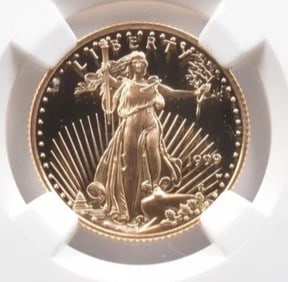 1999-W $10 AMERICAN GOLD EAGLE: 1999-W $10 American Gold Eagle Brand/Mint: None Year: 1999 Denomination: 10 Country of Origin: United States Accessories: None Accessories Notice: When purchasing pre-owned goods, please refer to