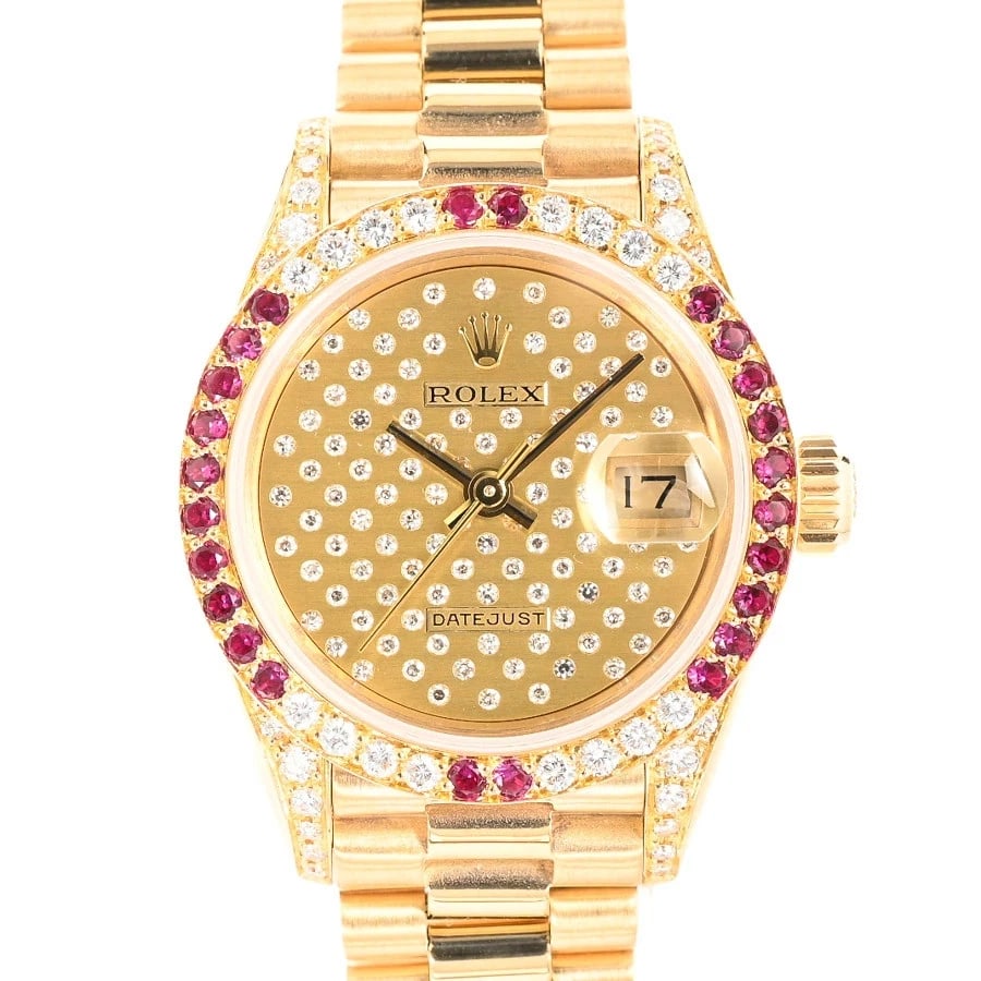 ROLEX DATEJUST WATCH: ROLEX Datejust Watch Brand: ROLEX Type: N/A Material: Band Material Yellow Gold/Bracelet, Case Material N/A Color: Band Color N/A Size: Band Size none, Case Size 26mm (actual size) 