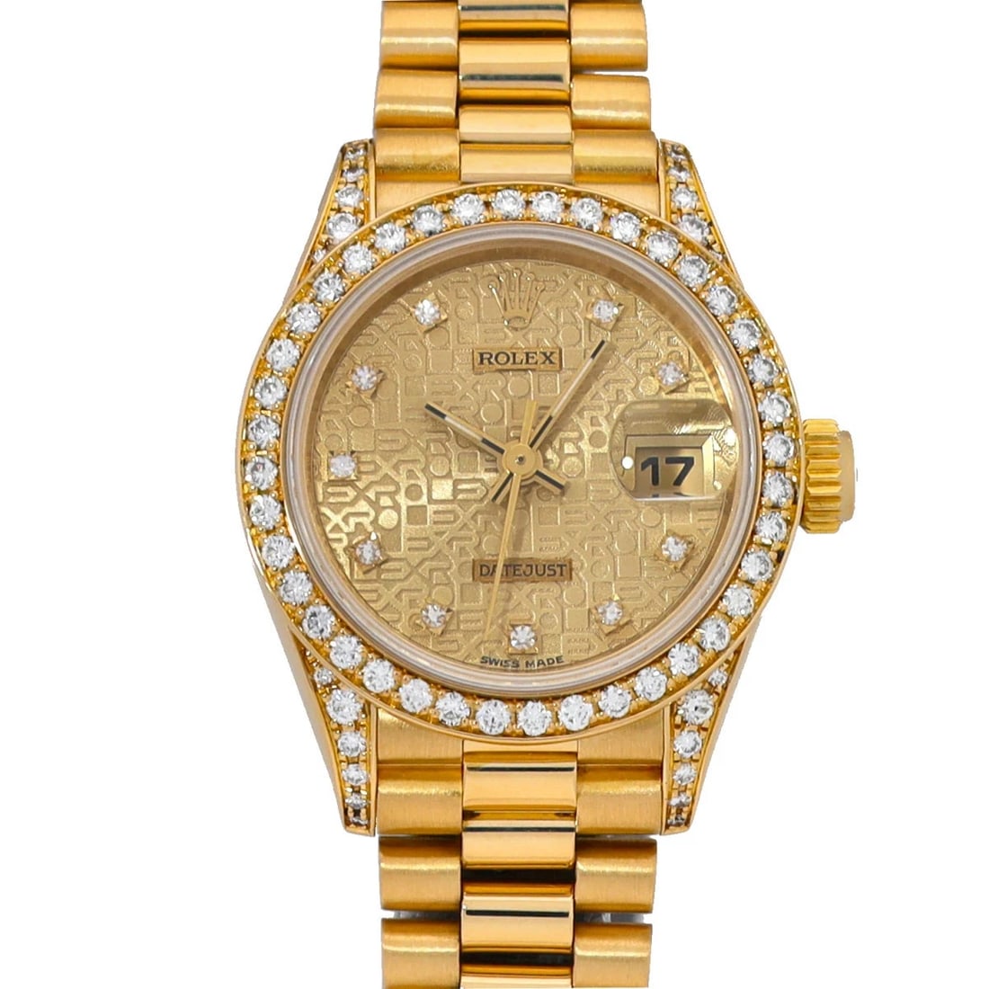 ROLEX DATEJUST WATCH: ROLEX Datejust Watch Brand: ROLEX Type: N/A Material: Band Material Yellow Gold, Case Material Sapphire Crystal Color: Band Color N/A Size: Band Size none, Case Size 26×26mm Accessories:
