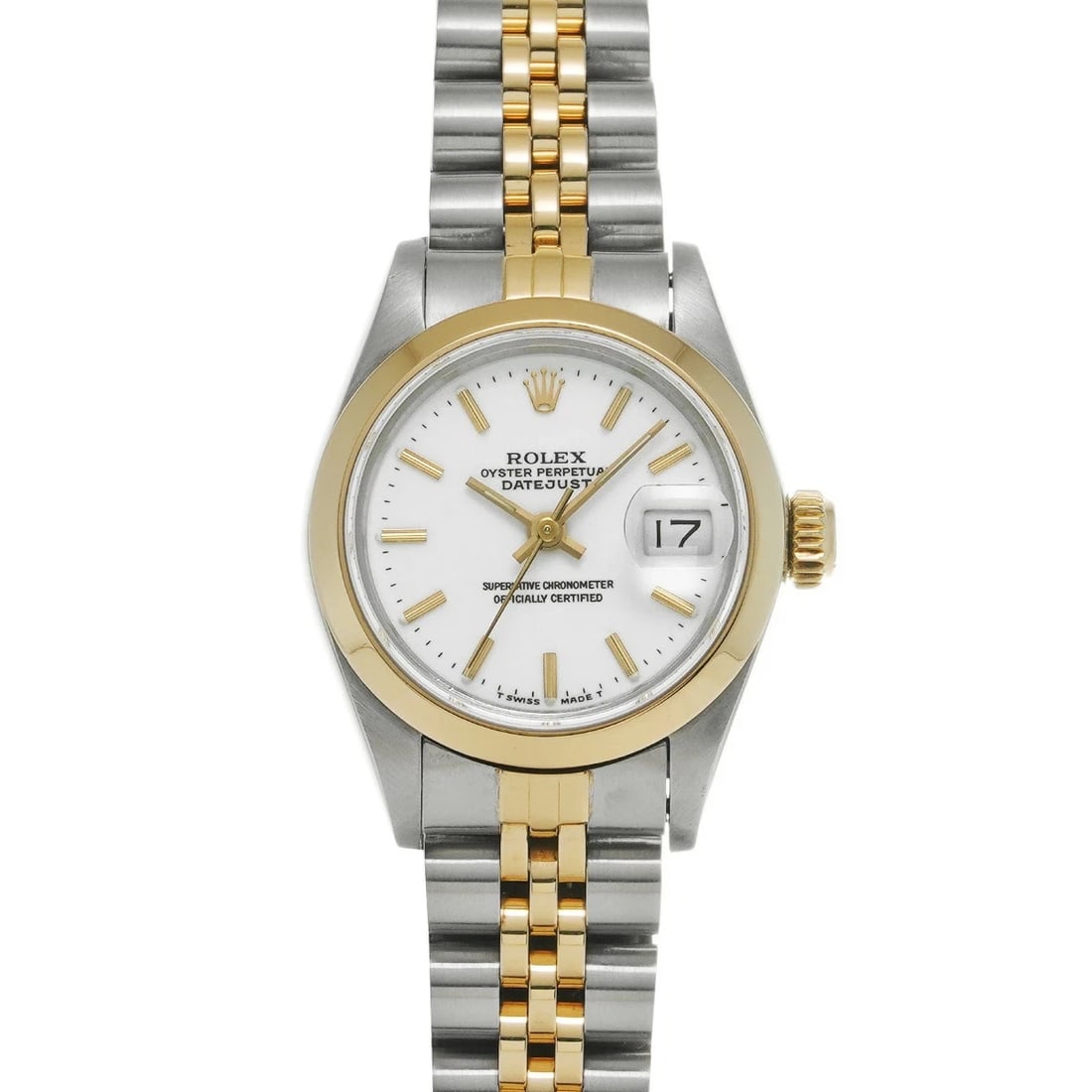 ROLEX DATEJUST WHITE WATCH: ROLEX Datejust White Watch Brand: ROLEX Type: N/A Material: Band Material Stainless, Case Material Sapphire Crystal Color: Band Color White Size: Band Size 16.5cm, Case Size 26×26mm Accessories: