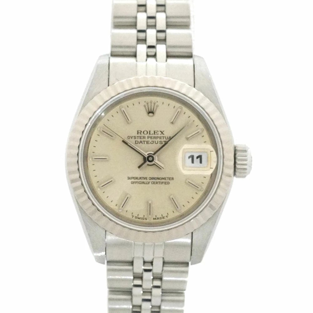 ROLEX DATEJUST BEIGEWATCH: ROLEX Datejust BeigeWatch Brand: ROLEX Type: N/A Material: Band Material Ss (Stainless Steel) X K18Wg (18K White Gold), Case Material N/A Color: Band Color Beige Size: Band Size none, Case