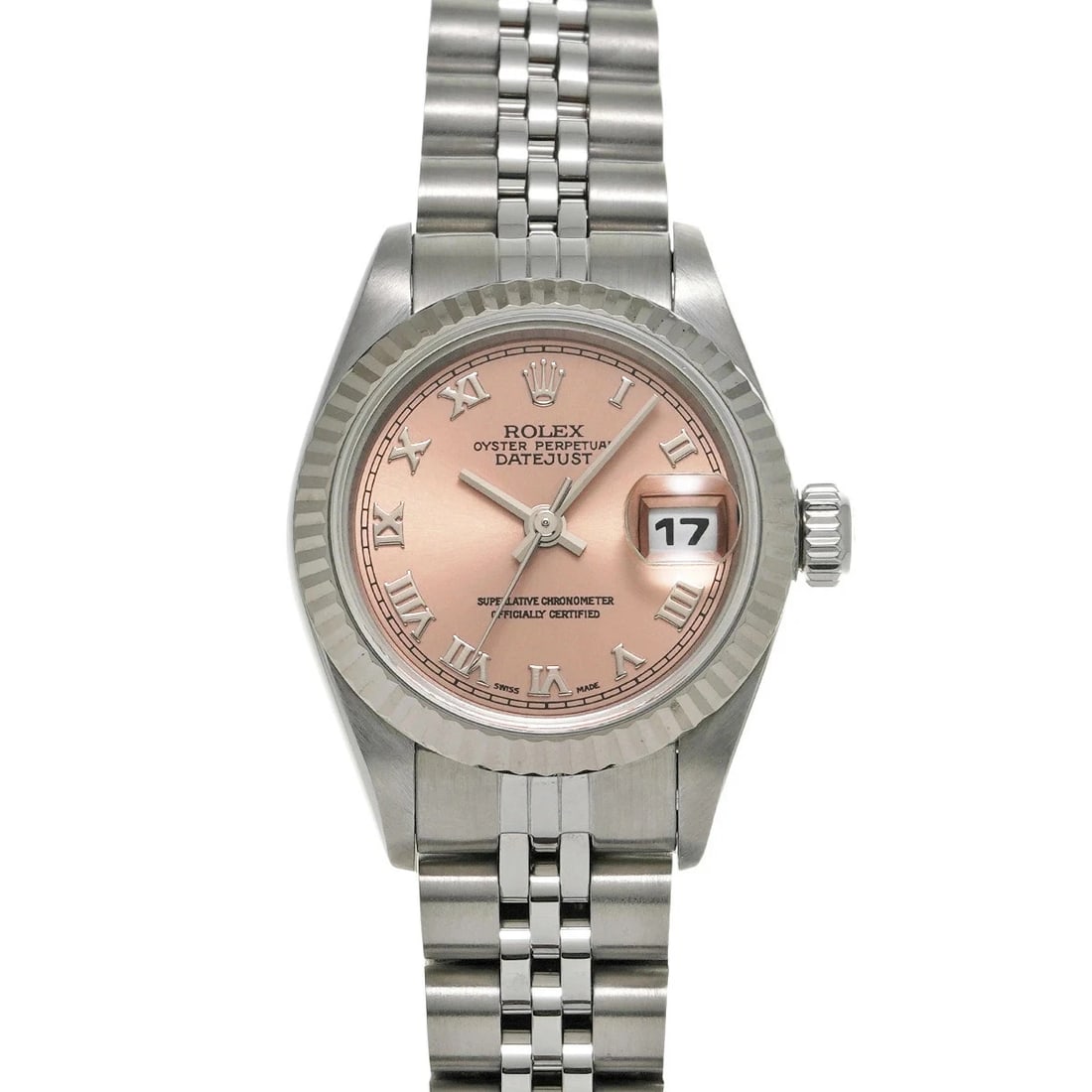 ROLEX DATEJUST PINK WATCH: ROLEX Datejust Pink Watch Brand: ROLEX Type: N/A Material: Band Material Stainless, Case Material Sapphire Crystal Color: Band Color Pink Size: Band Size none, Case Size 26×26mm Accessories:
