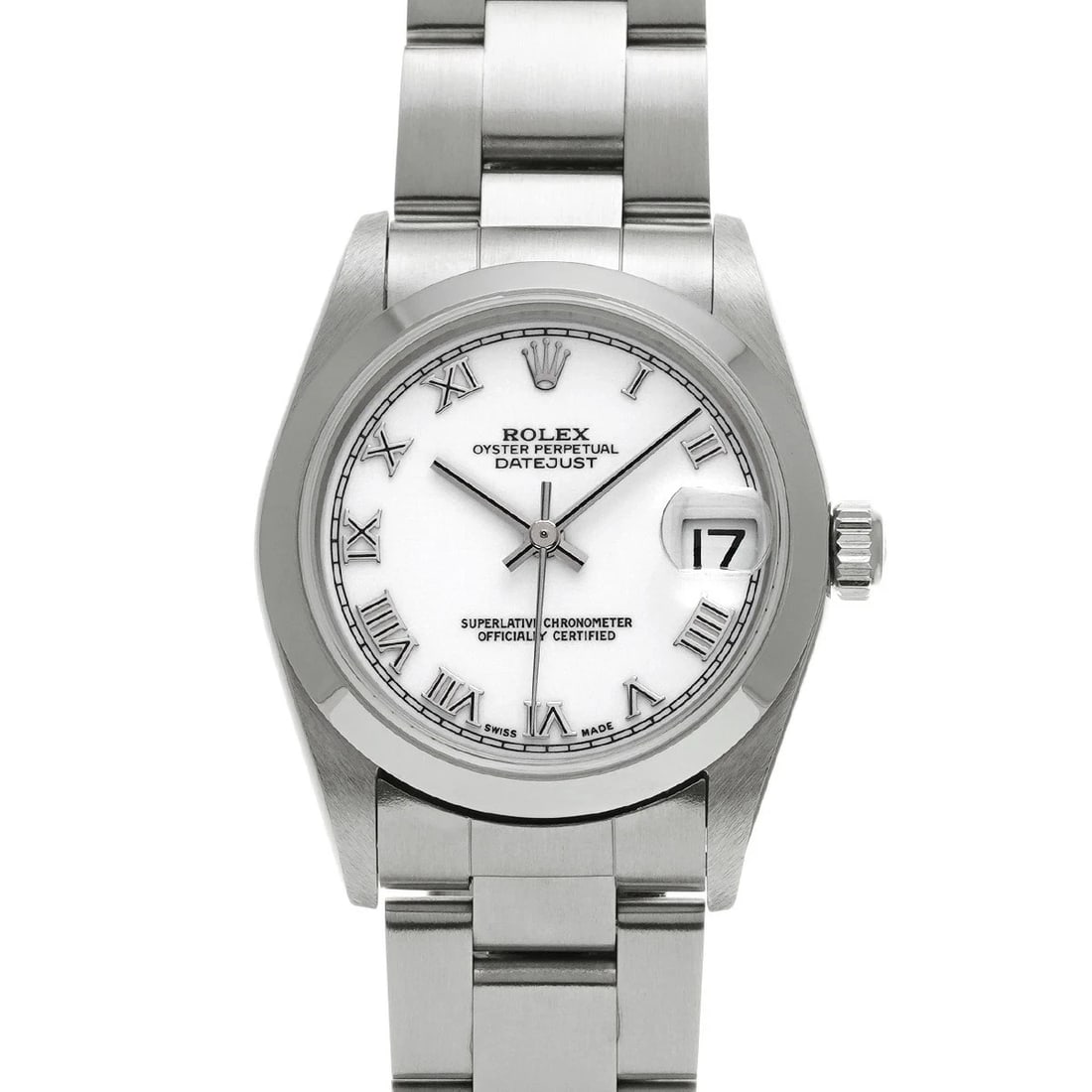 ROLEX DATEJUST WHITE WATCH: ROLEX Datejust White Watch Brand: ROLEX Type: N/A Material: Band Material Stainless, Case Material Sapphire Crystal Color: Band Color White Size: Band Size none, Case Size 31×31mm 