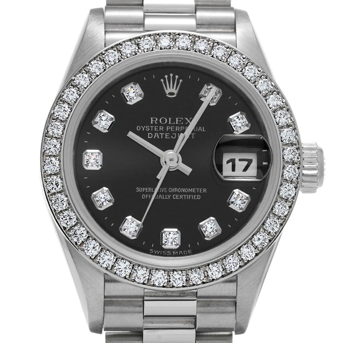 ROLEX DATEJUST BLACK WATCH - 4