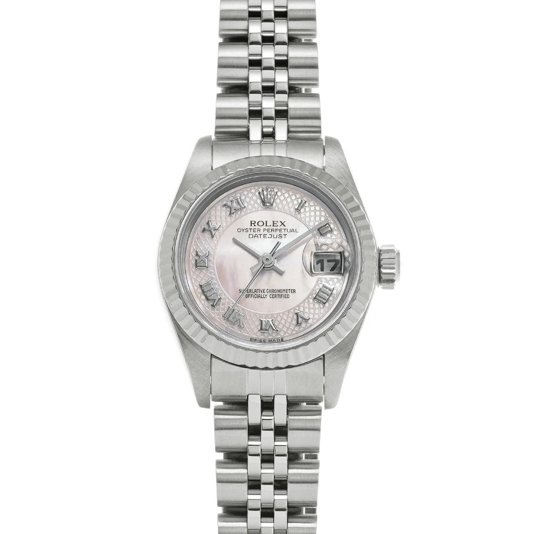 ROLEX DATEJUST PINK WATCH: ROLEX Datejust Pink Watch Brand: ROLEX Type: N/A Material: Band Material Stainless, Case Material Sapphire Crystal Color: Band Color Pink Size: Band Size none, Case Size 26×26mm Accessories: