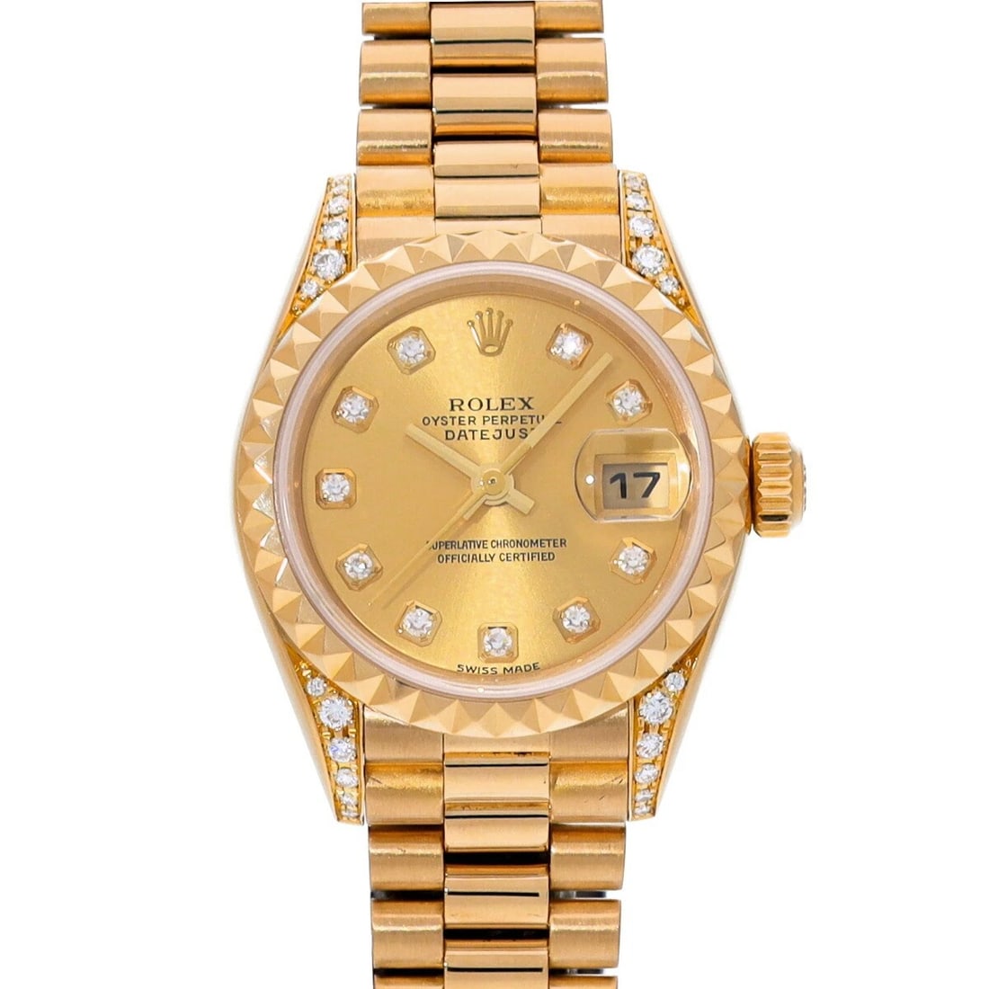 ROLEX DATEJUST WATCH: ROLEX Datejust Watch Brand: ROLEX Type: Wristwatch Material: Band Material Diamond, Case Material Sapphire Crystal Color: Band Color NA Size: Band Size 16.5cm, Case Size 26×26mm Accessories: