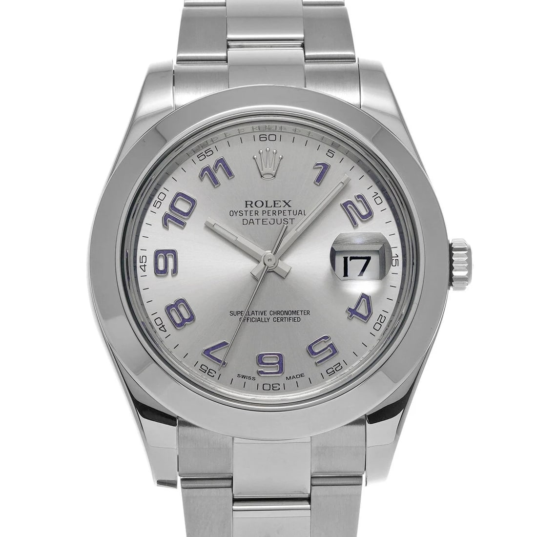 ROLEX DATEJUST SILVER WATCH: ROLEX Datejust Silver Watch Brand: ROLEX Type: N/A Material: Band Material Stainless, Case Material Sapphire Crystal Color: Band Color Silver Size: Band Size none, Case Size 41×41mm Accessories: