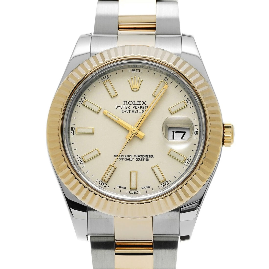 ROLEX DATEJUST IVORY WATCH: ROLEX Datejust Ivory Watch Brand: ROLEX Type: Wristwatch Material: Band Material Stainless, Case Material Sapphire Crystal Color: Band Color Ivory Size: Band Size 19cm, Case Size 41×41mm 