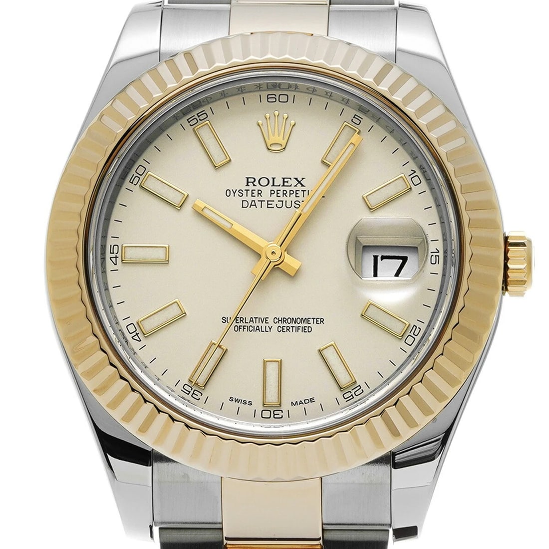 ROLEX DATEJUST IVORY WATCH - 4