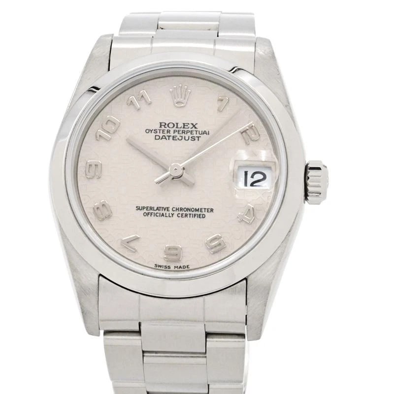 ROLEX DATEJUST IVORY WATCH: ROLEX Datejust Ivory Watch Brand: ROLEX Type: Wristwatch Material: Band Material Stainless Steel, Case Material NA Color: Band Color Ivory Size: Band Size 16.5cm, Case Size 31mm Accessories: