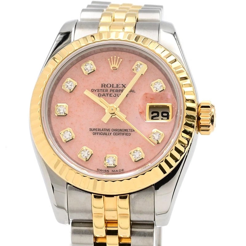 ROLEX DATEJUST WATCH: ROLEX Datejust Watch Brand: ROLEX Type: Wristwatch Material: Band Material Stainless Steel K18Yg Diamond, Case Material NA Color: Band Color Pink Size: Band Size 16.6cm, Case Size 26mm 