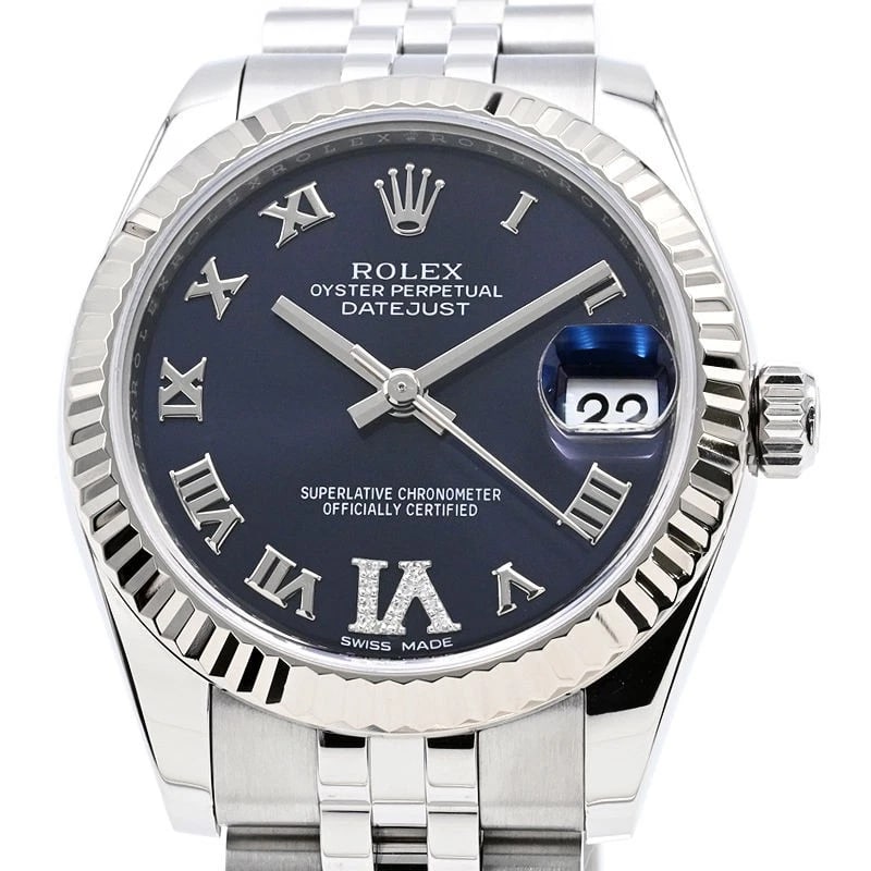 ROLEX DATEJUST PURPLE WATCH: ROLEX Datejust Purple Watch Brand: ROLEX Type: N/A Material: Band Material Stainless Steel K18Wg, Case Material N/A Color: Band Color Purple Size: Band Size 17.5cm, Case Size 31mm 