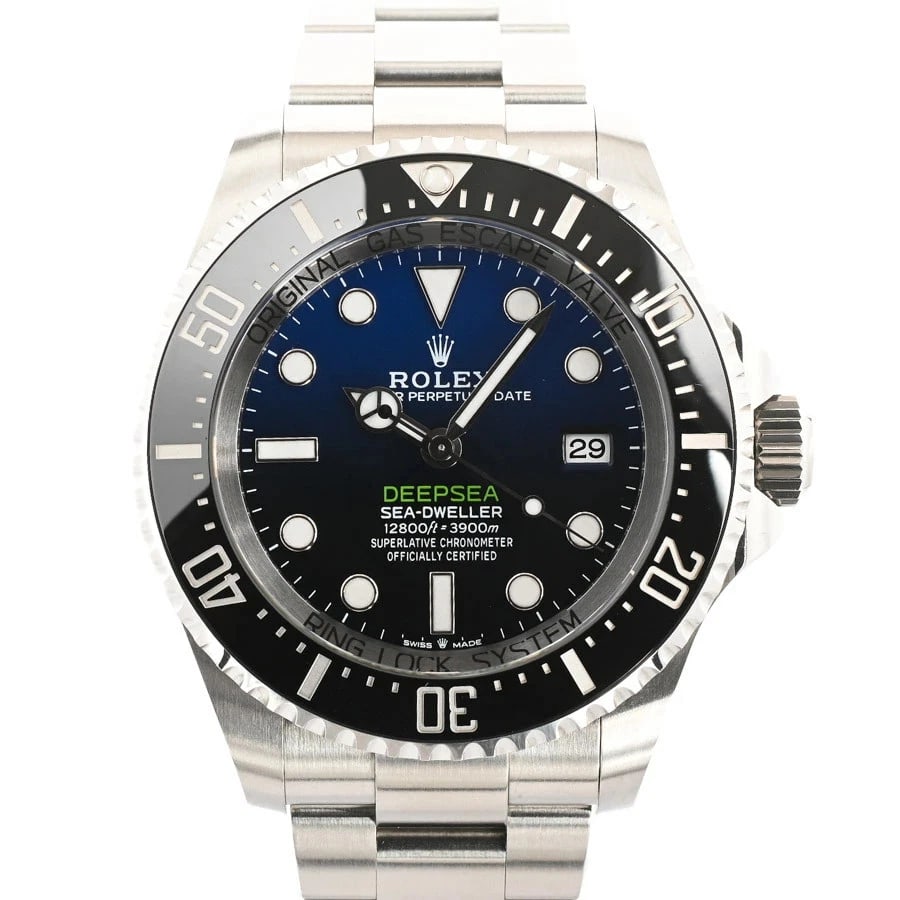 ROLEX DEEP SEA BLUE WATCH: ROLEX Deep Sea Blue Watch Brand: ROLEX Type: N/A Material: Band Material Stainless Steel/Bracelet, Case Material N/A Color: Band Color Blue Size: Band Size none, Case Size 44mm Accessories: