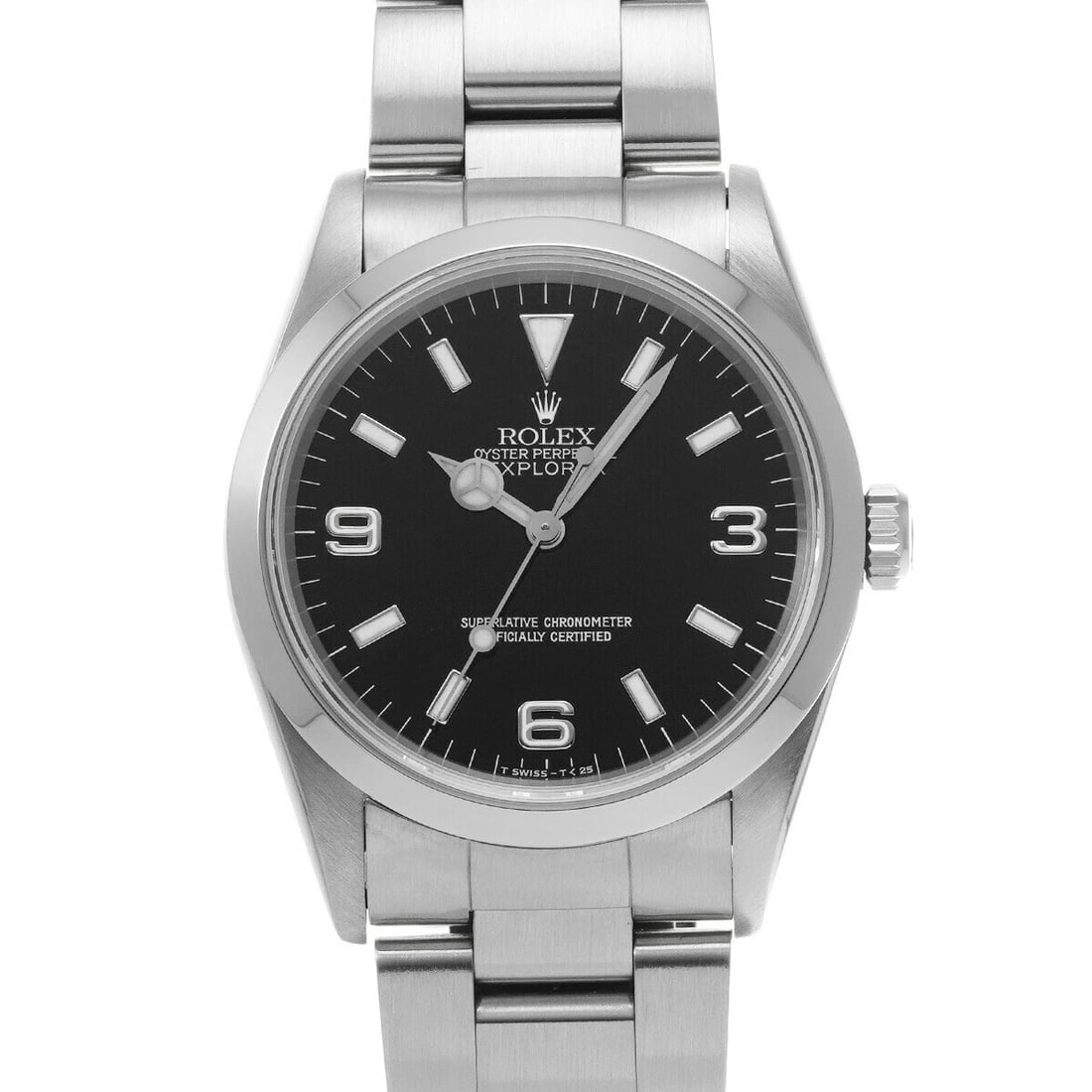 ROLEX EXPLORER BLACK WATCH: ROLEX Explorer Black Watch Brand: ROLEX Type: Wristwatch Material: Band Material Stainless, Case Material Sapphire Crystal Color: Band Color Black Size: Band Size 19.5cm, Case Size 36×36mm 