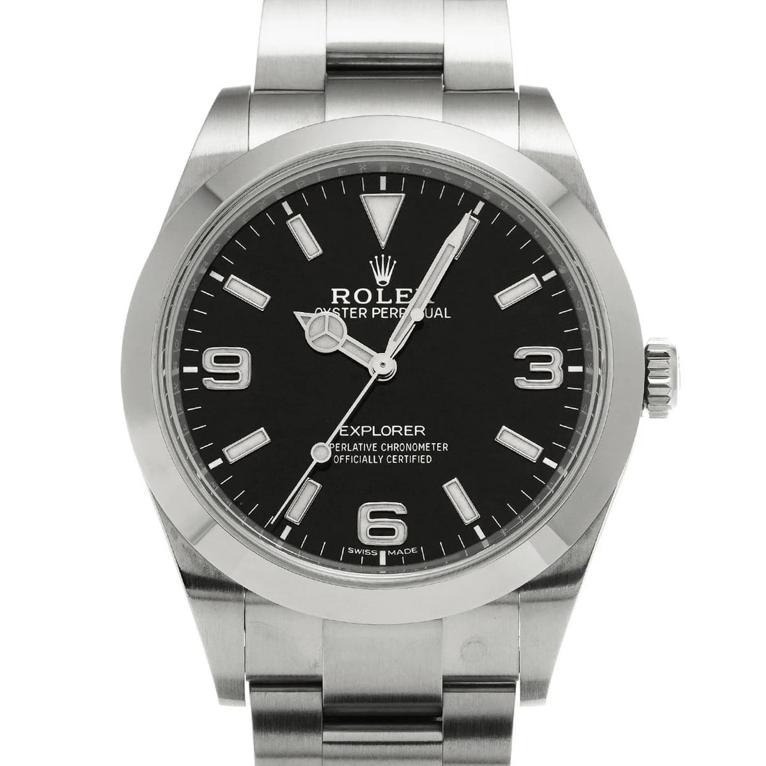 ROLEX EXPLORER BLACK WATCH: ROLEX Explorer Black Watch Brand: ROLEX Type: N/A Material: Band Material Stainless, Case Material Sapphire Crystal Color: Band Color Black Size: Band Size none, Case Size 39×39mm 