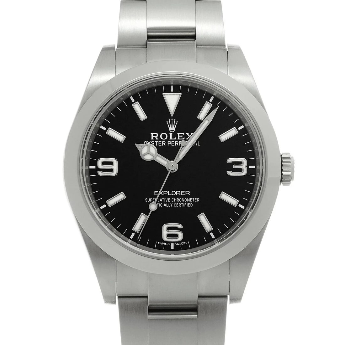 ROLEX EXPLORER BLACK WATCH: ROLEX Explorer Black Watch Brand: ROLEX Type: N/A Material: Band Material Stainless, Case Material Sapphire Crystal Color: Band Color Black Size: Band Size none, Case Size 39×39mm 