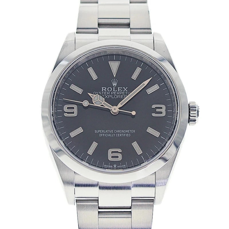 ROLEX EXPLORER BLACK WATCH: ROLEX Explorer Black Watch Brand: ROLEX Type: N/A Material: Band Material Stainless, Case Material N/A Color: Band Color Black Size: Band Size none, Case Size 36.0mm Accessories: None