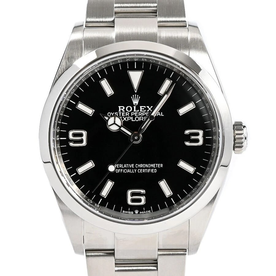 ROLEX EXPLORER BLACK WATCH: ROLEX Explorer Black Watch Brand: ROLEX Type: Wristwatch Material: Band Material Stainless Steel/Bracelet, Case Material NA Color: Band Color Black Size: Band Size 18cm, Case Size 36mm 